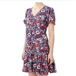 BCBG Paris Floral Tiered V-Neck Spring Dress size XS‎